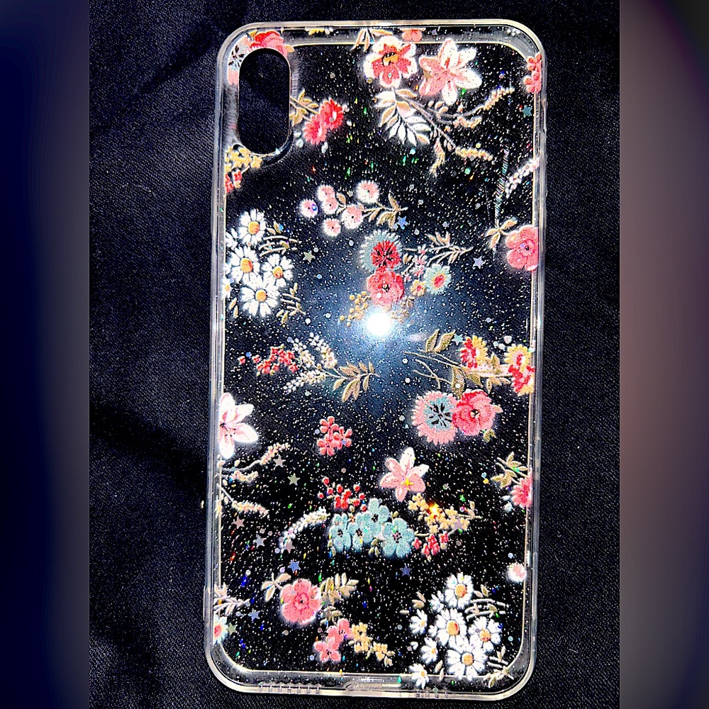 Glitter floral XS Max phone case